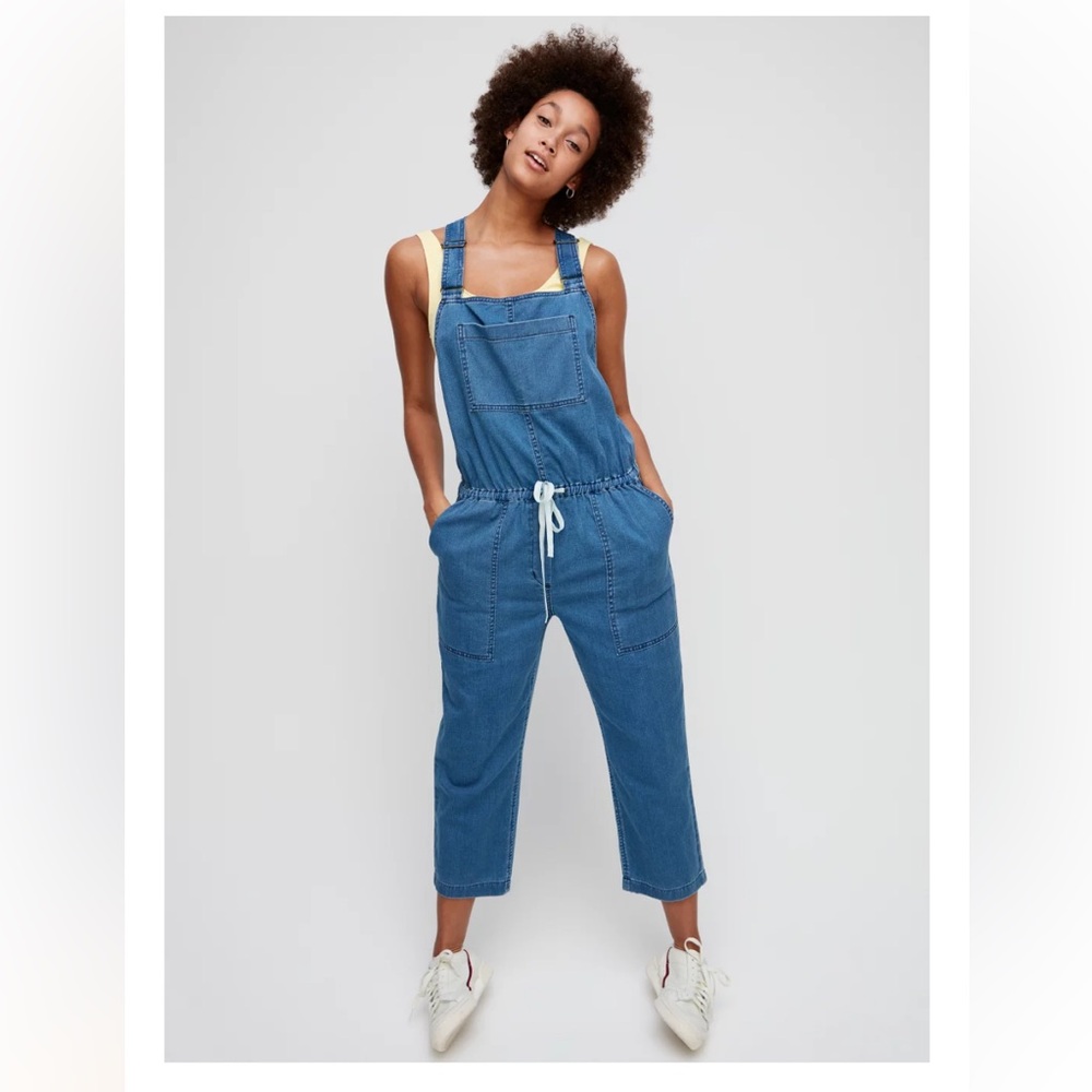 Wilfred Blue Denim Drawstring Overalls Jumpsuit